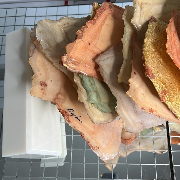 Daphne Lacquered Plaster Sculpture Peach Beige Greens on a Base 23” Tall - Picture 8 of 8